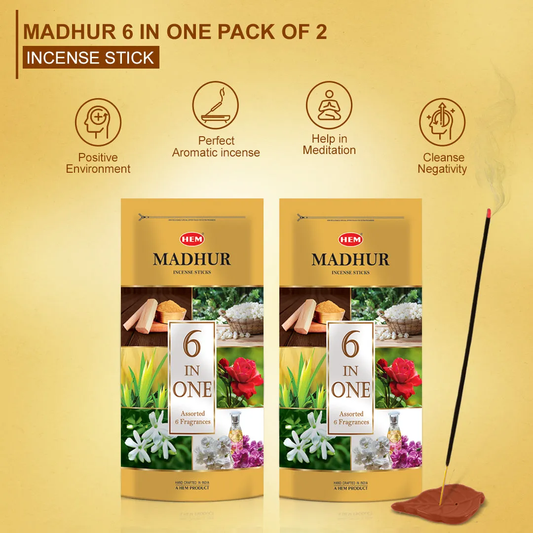 » HEM Madhur 6 in 1 Incense Sticks Pack of 2 (240g Each) (100% off)