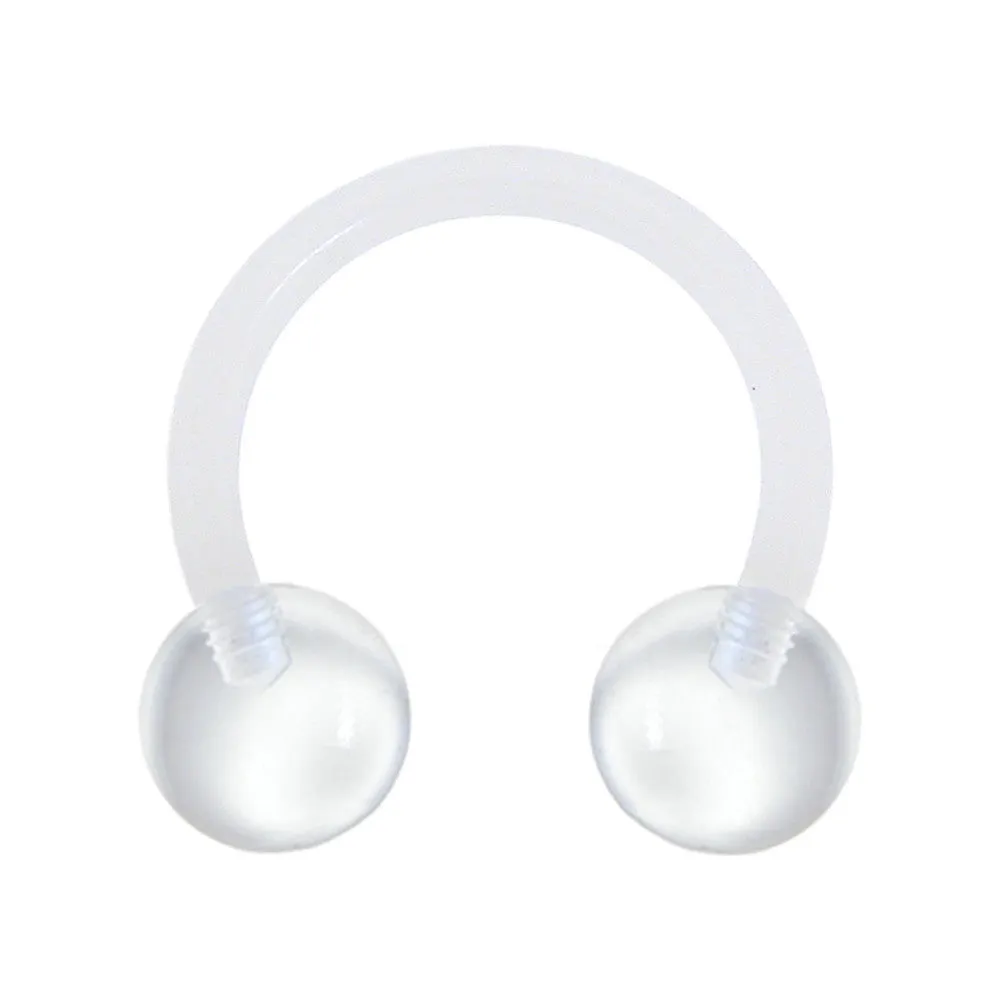 14 Gauge 3/8 Bioplast Cool Clear Horseshoe Circular Barbell