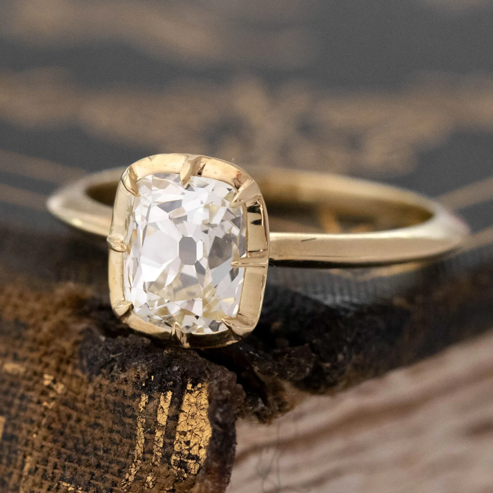 1.53ct Old Mine Cut Diamond Collet Solitaire, GIA N SI1