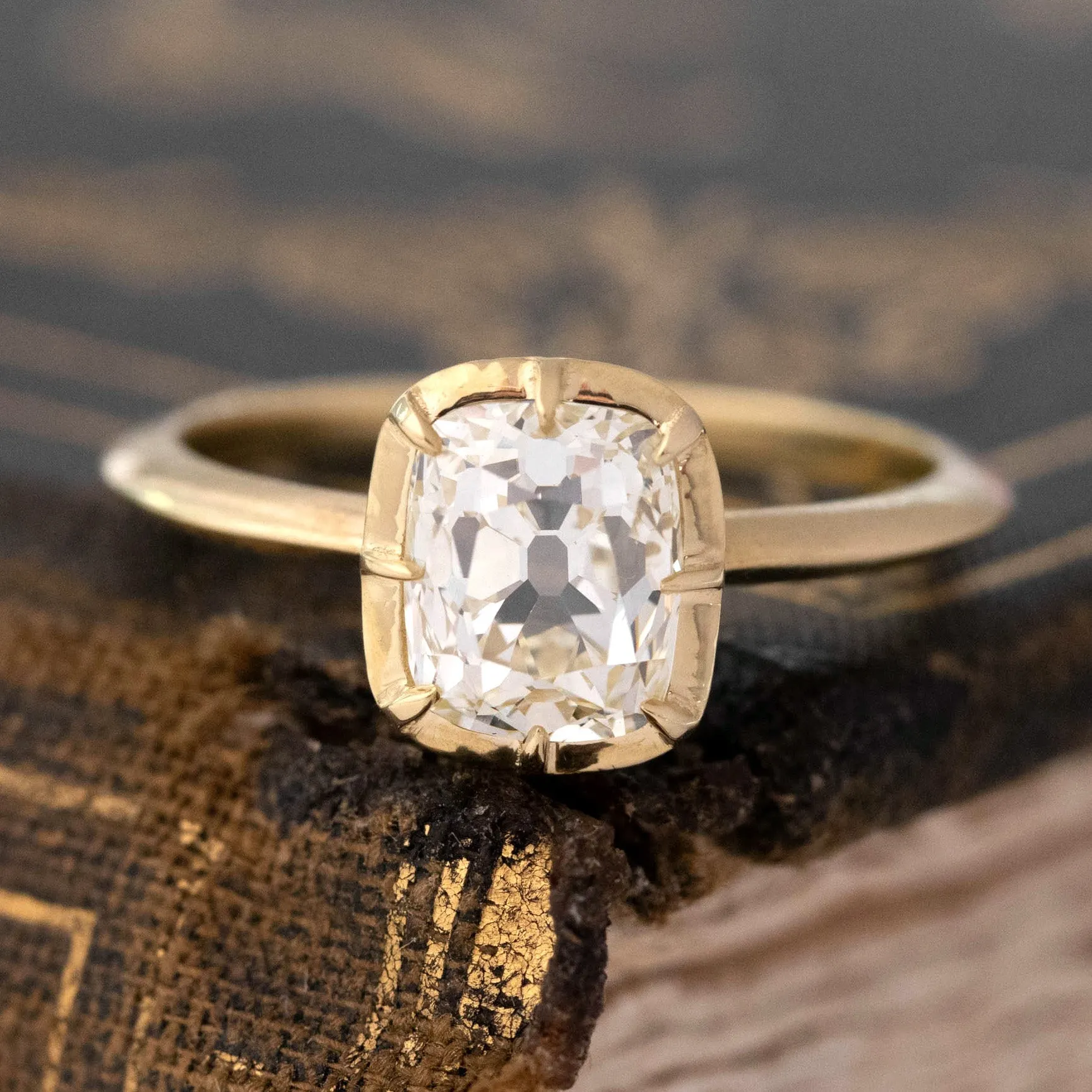1.53ct Old Mine Cut Diamond Collet Solitaire, GIA N SI1