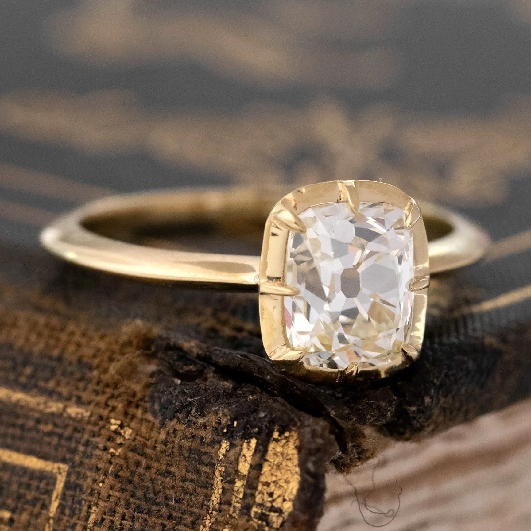 1.53ct Old Mine Cut Diamond Collet Solitaire, GIA N SI1