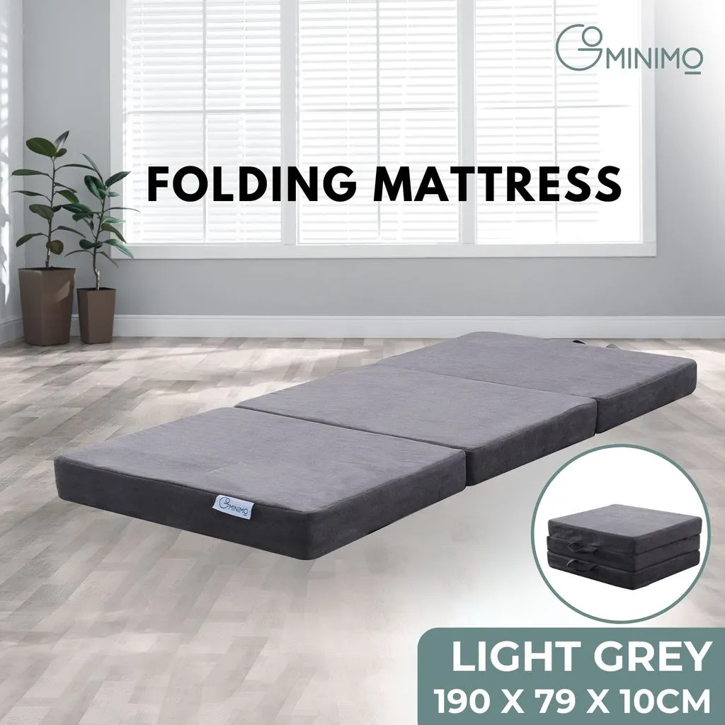 3 Fold Folding Mattress Single Light Grey