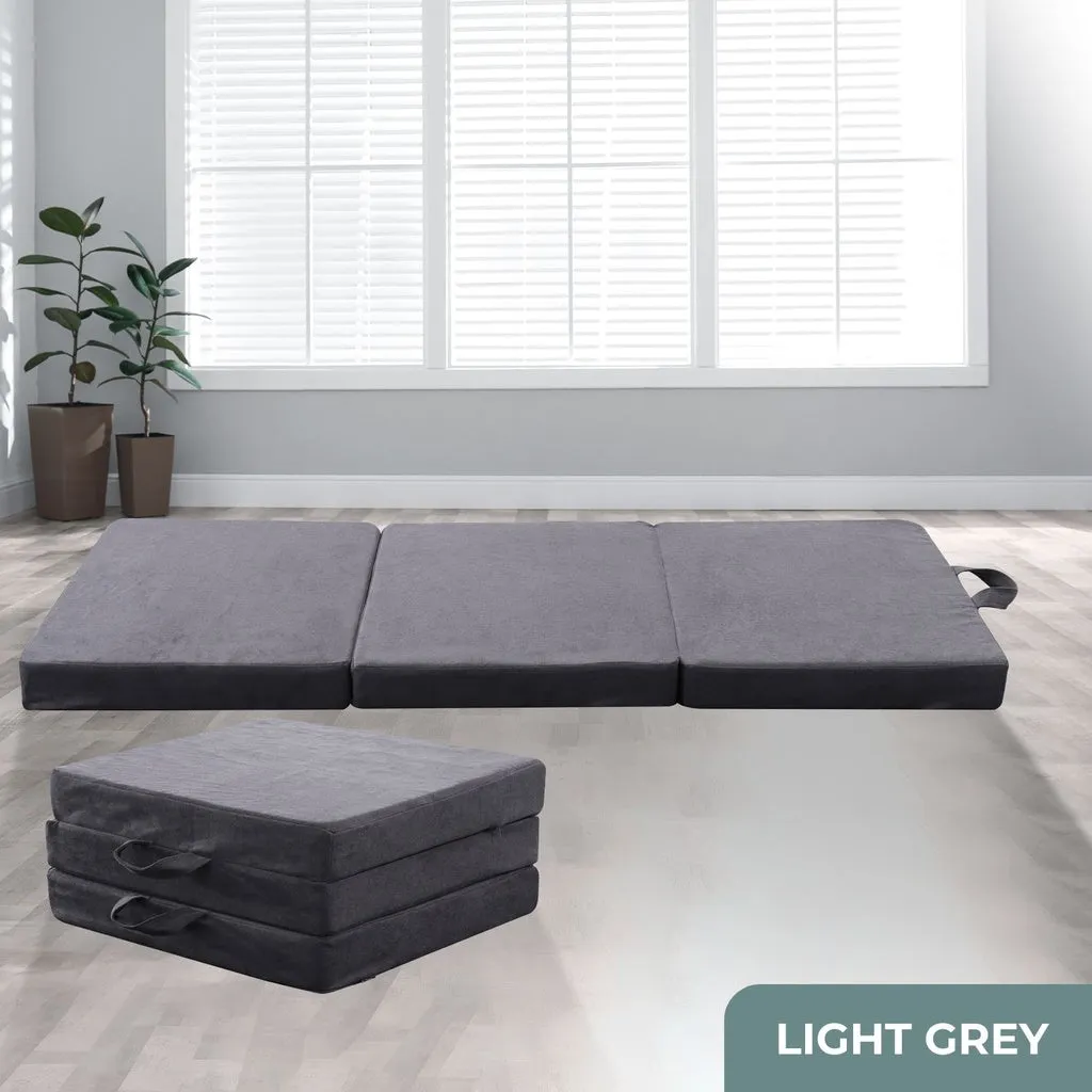 3 Fold Folding Mattress Single Light Grey