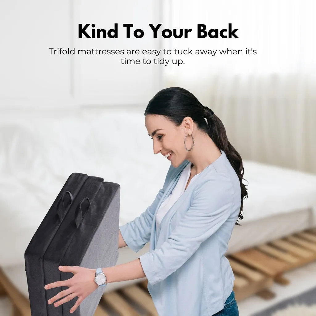 3 Fold Folding Mattress Single Light Grey