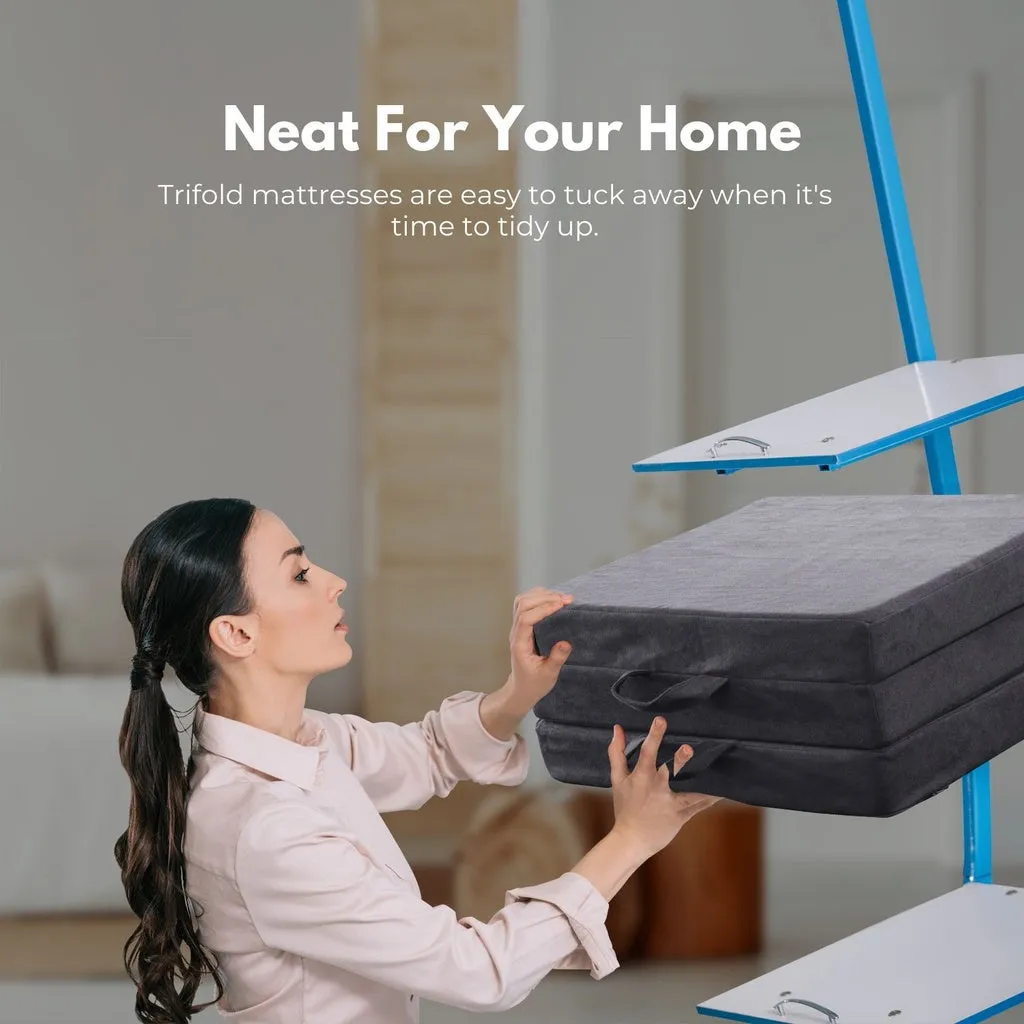 3 Fold Folding Mattress Single Light Grey