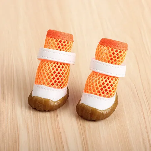 4pc Breathable Mesh Summer Dog Shoes Durable Anti-Slip Bottom