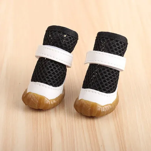 4pc Breathable Mesh Summer Dog Shoes Durable Anti-Slip Bottom