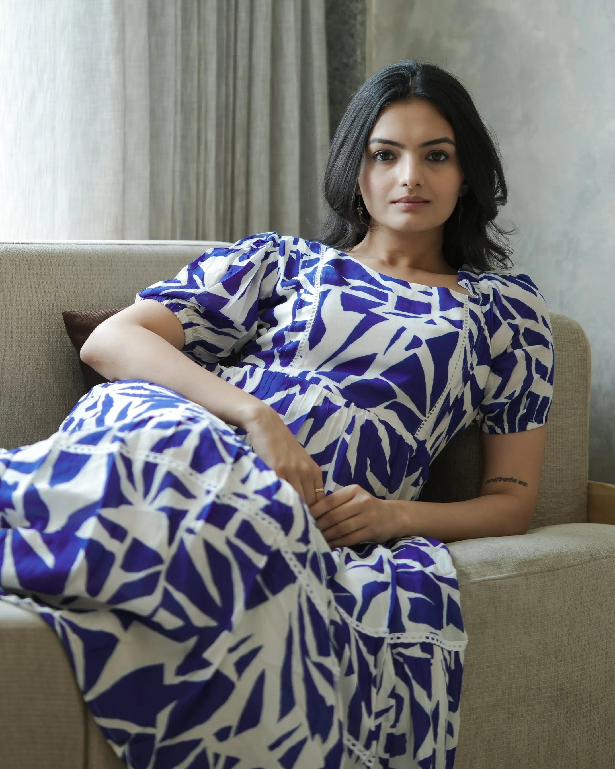 Abstract Print Maxi Dress