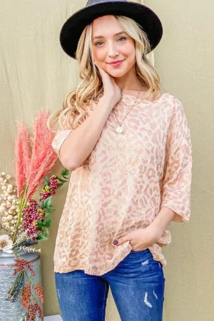 And The Why Leopard Foil Printed Half Sleeve Summer Sweater