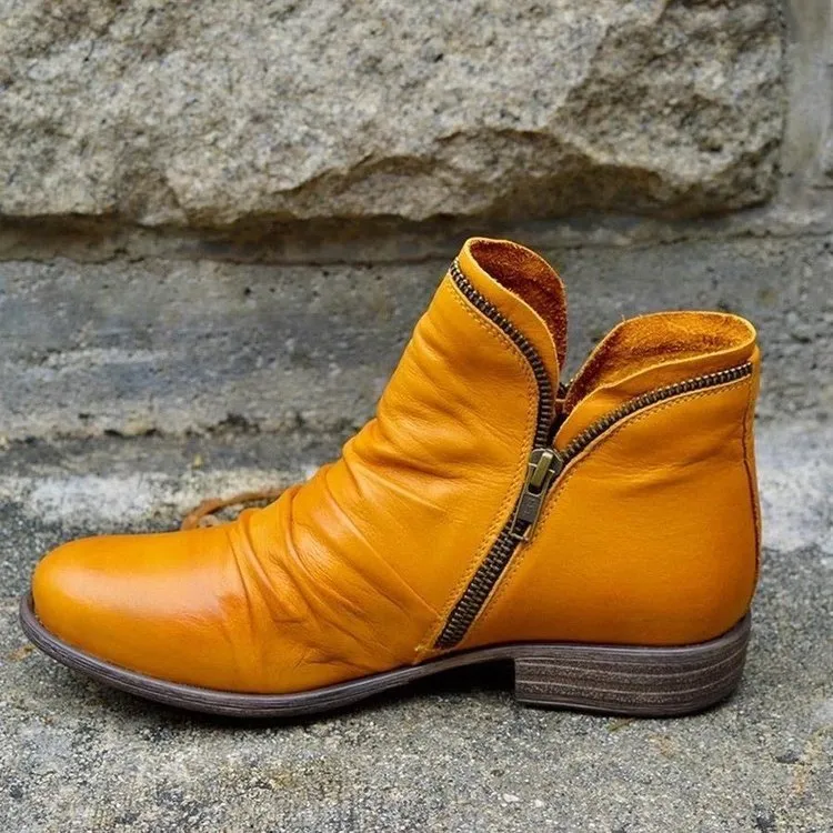 AutumnStride Faux Leather Ankle Boots