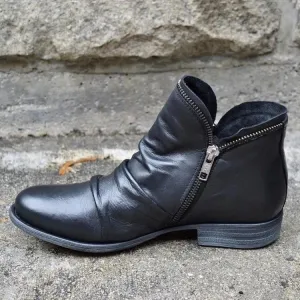 AutumnStride Faux Leather Ankle Boots