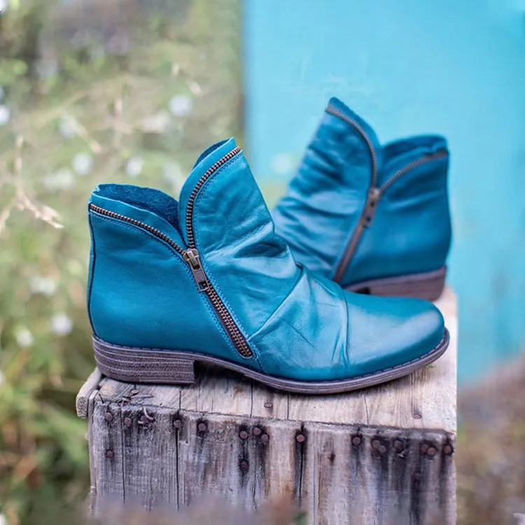 AutumnStride Faux Leather Ankle Boots