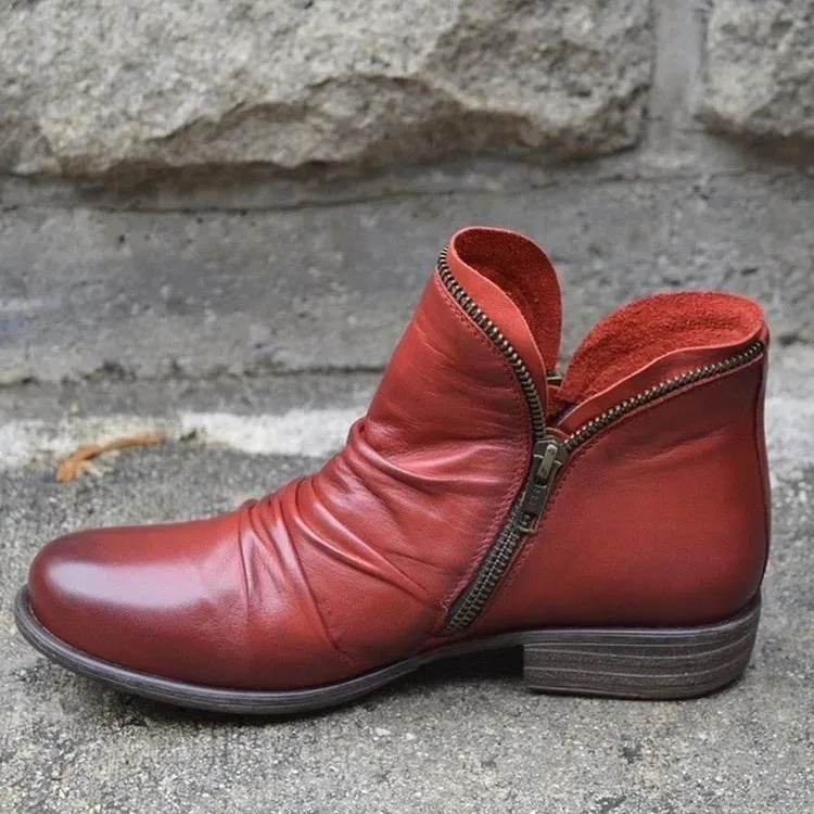 AutumnStride Faux Leather Ankle Boots