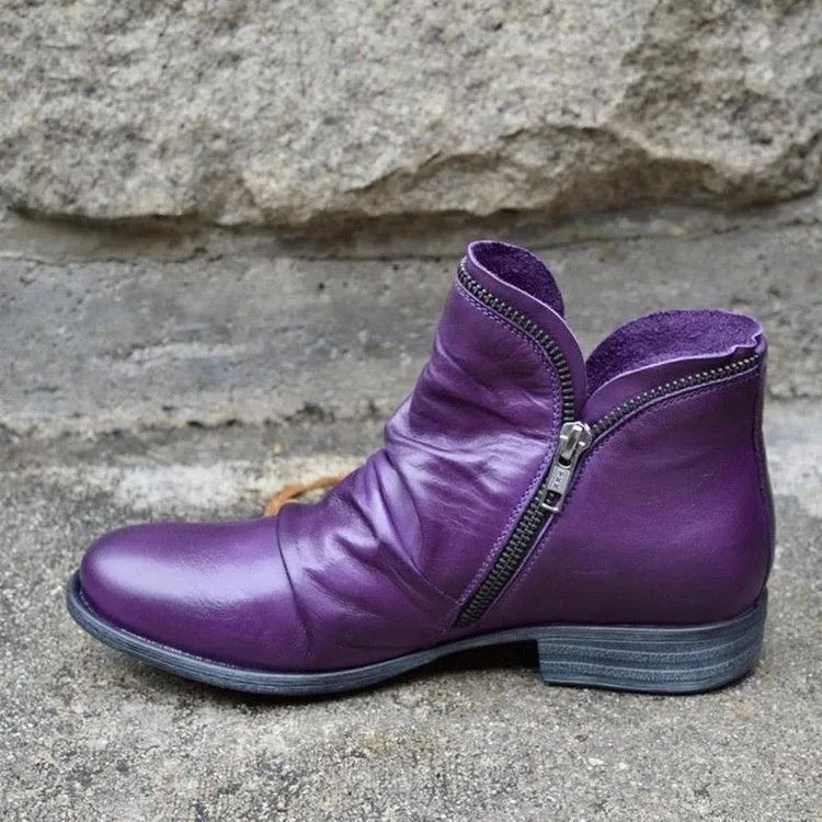 AutumnStride Faux Leather Ankle Boots