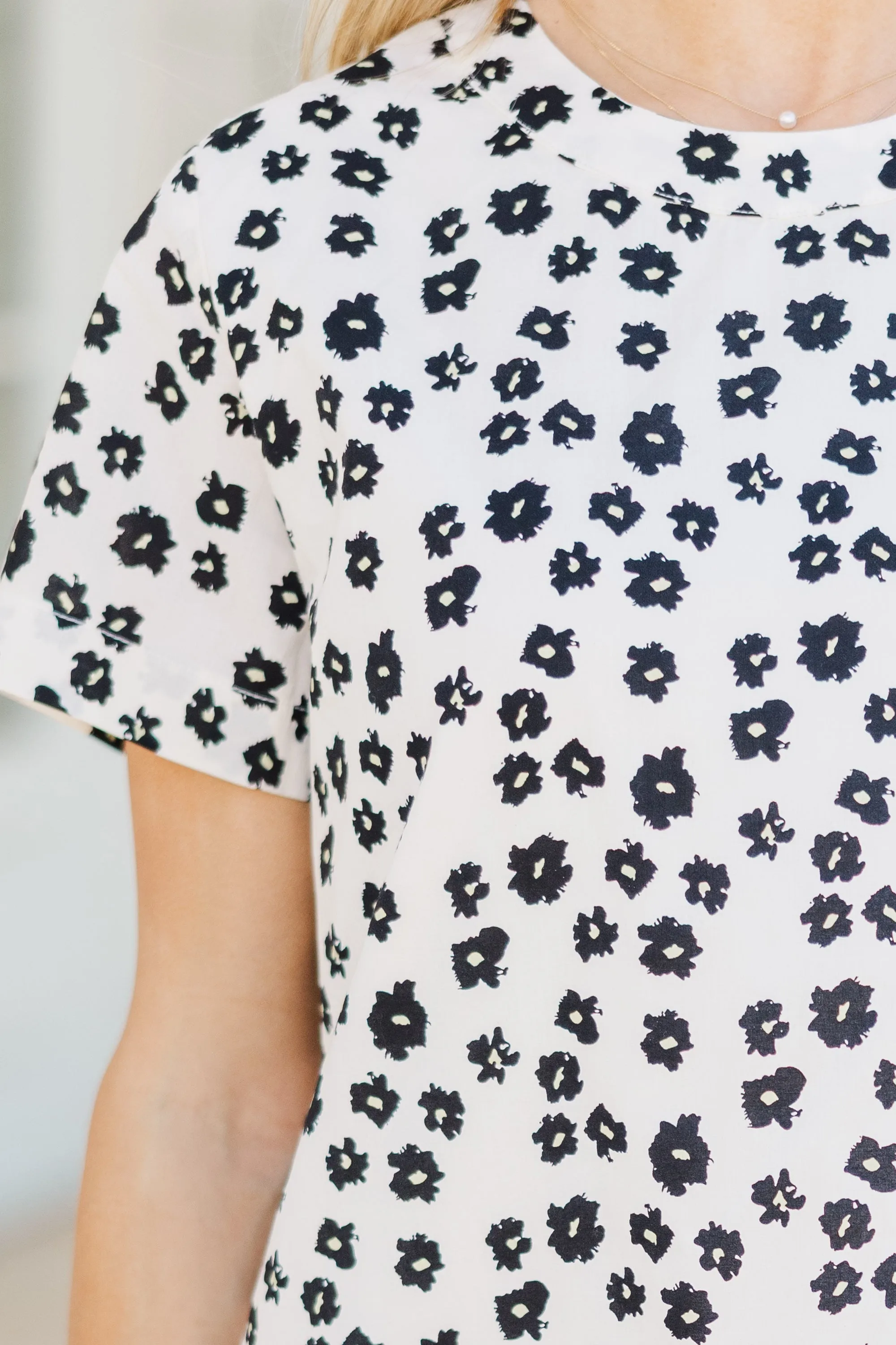 Be The Moment White & Black Ditsy Floral Dress