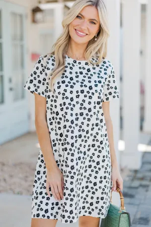 Be The Moment White & Black Ditsy Floral Dress