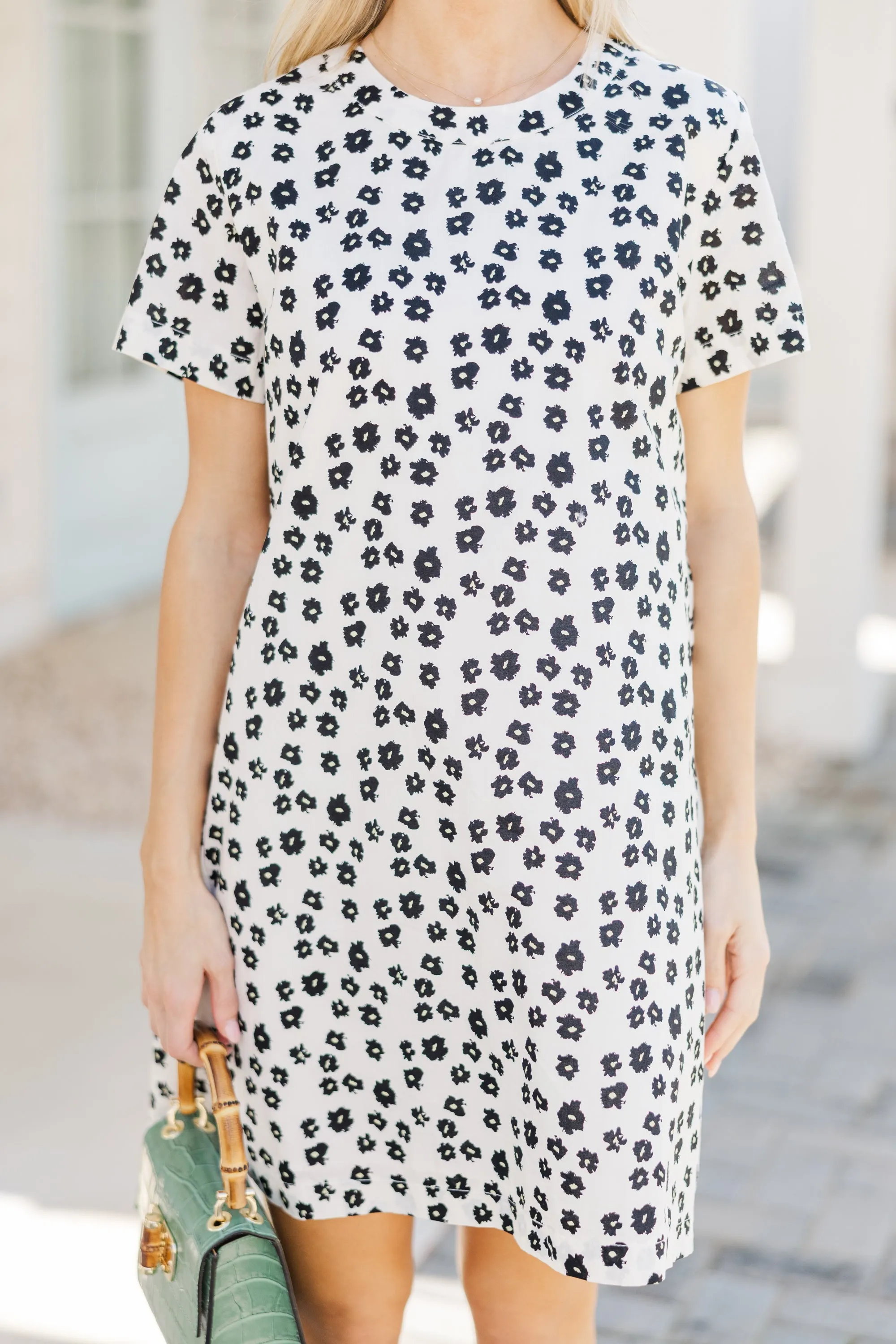 Be The Moment White & Black Ditsy Floral Dress