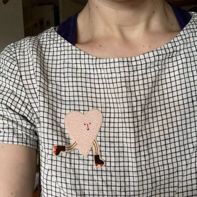 Bügelpatch "Rollschuh Herz rosa"