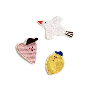 Bügelpatch Set "Zitrone, Herz, Vogel"
