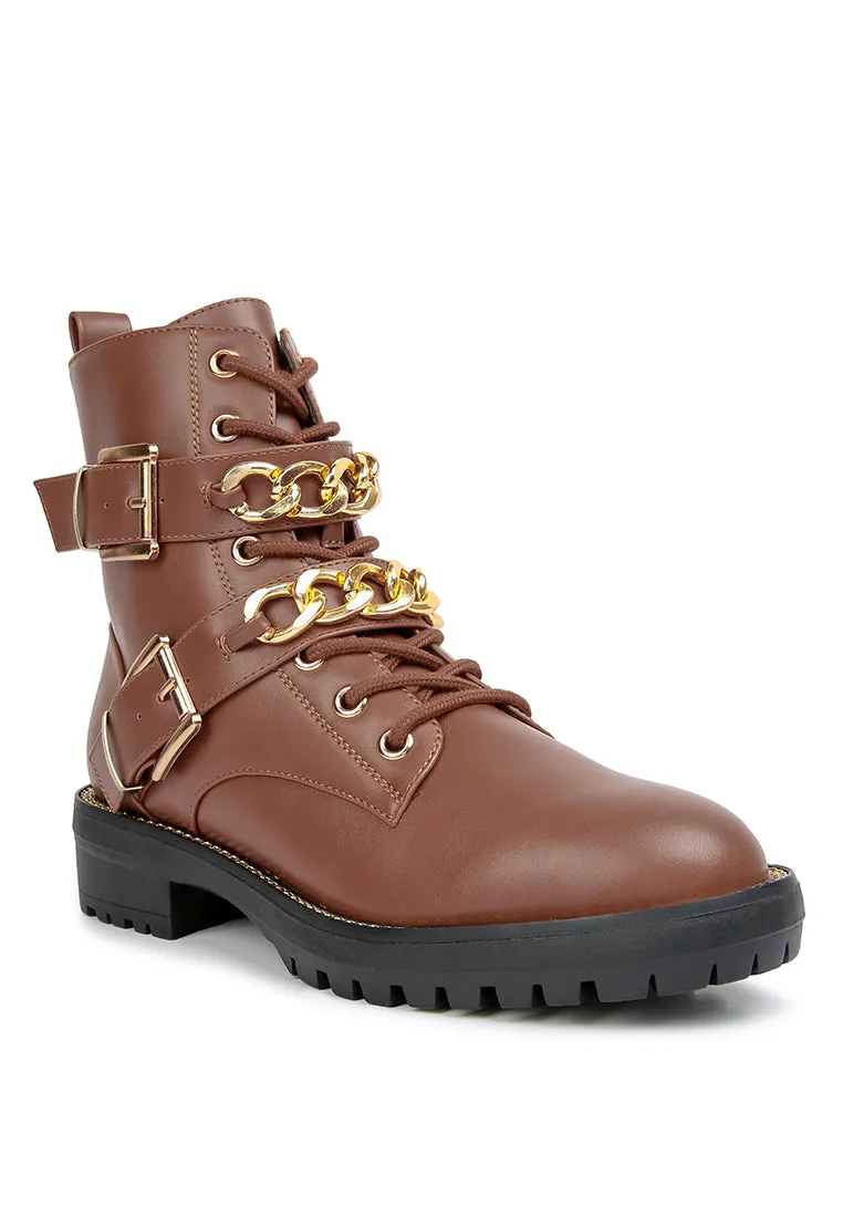 Billy Metal Chain Embellished Biker Boots