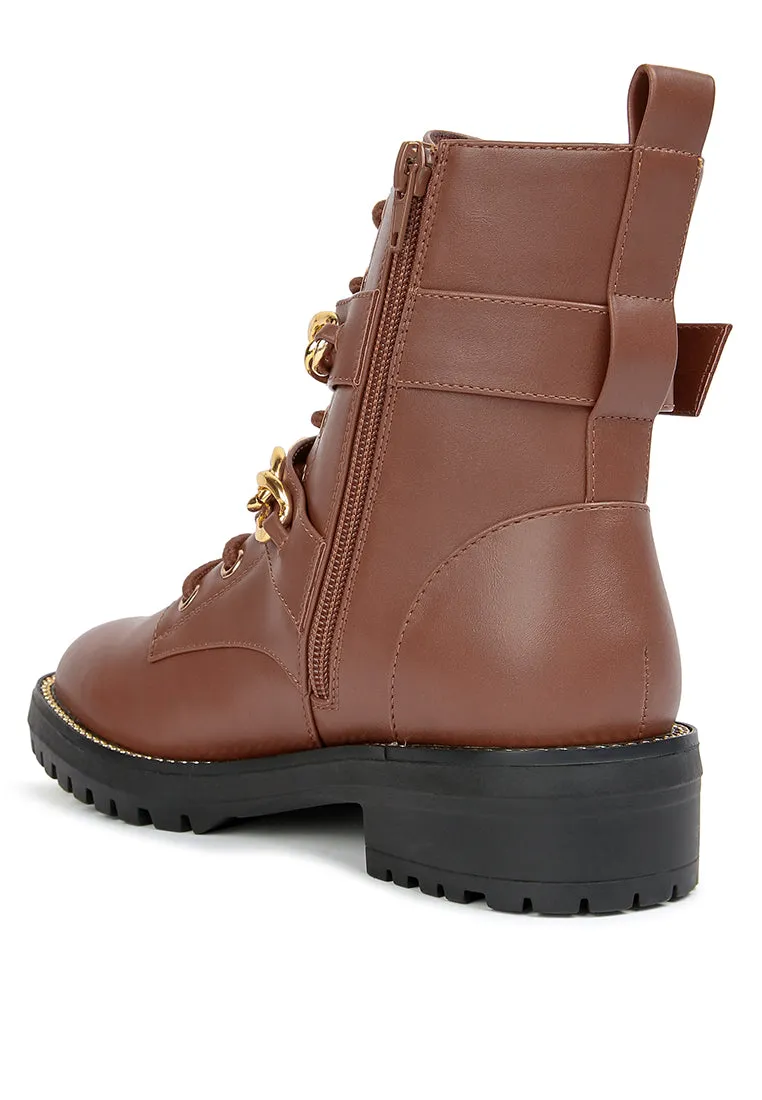 Billy Metal Chain Embellished Biker Boots