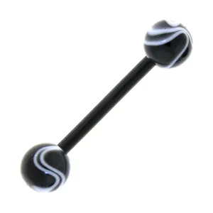 Bioplast Black Marble Barbell Tongue Ring