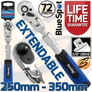 BLUESPOT 3/8" DRIVE 72 TOOTH EXTENDABLE FLEXIBLE RATCHET HANDLE ( 250MM - 350MM )