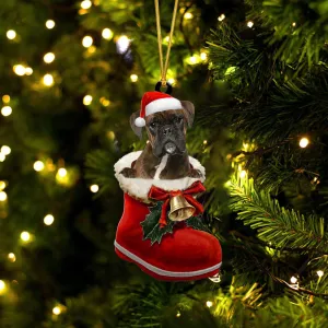Boxer (2)-1-In Santa Boot Christmas-Two Sided Ornament