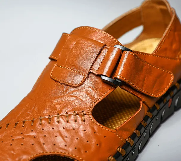 Breathable Large Size Soft Leather Sandals Men's Trendy Sandals Men
