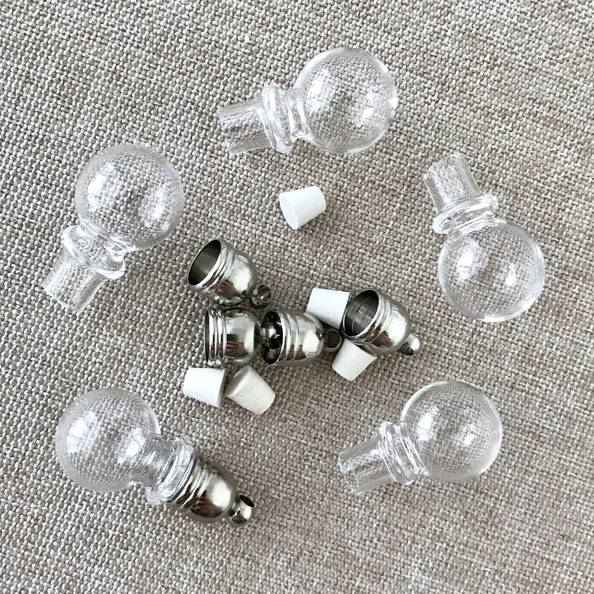 BUNDLE of Handblown Round Glass Bottles and Glue