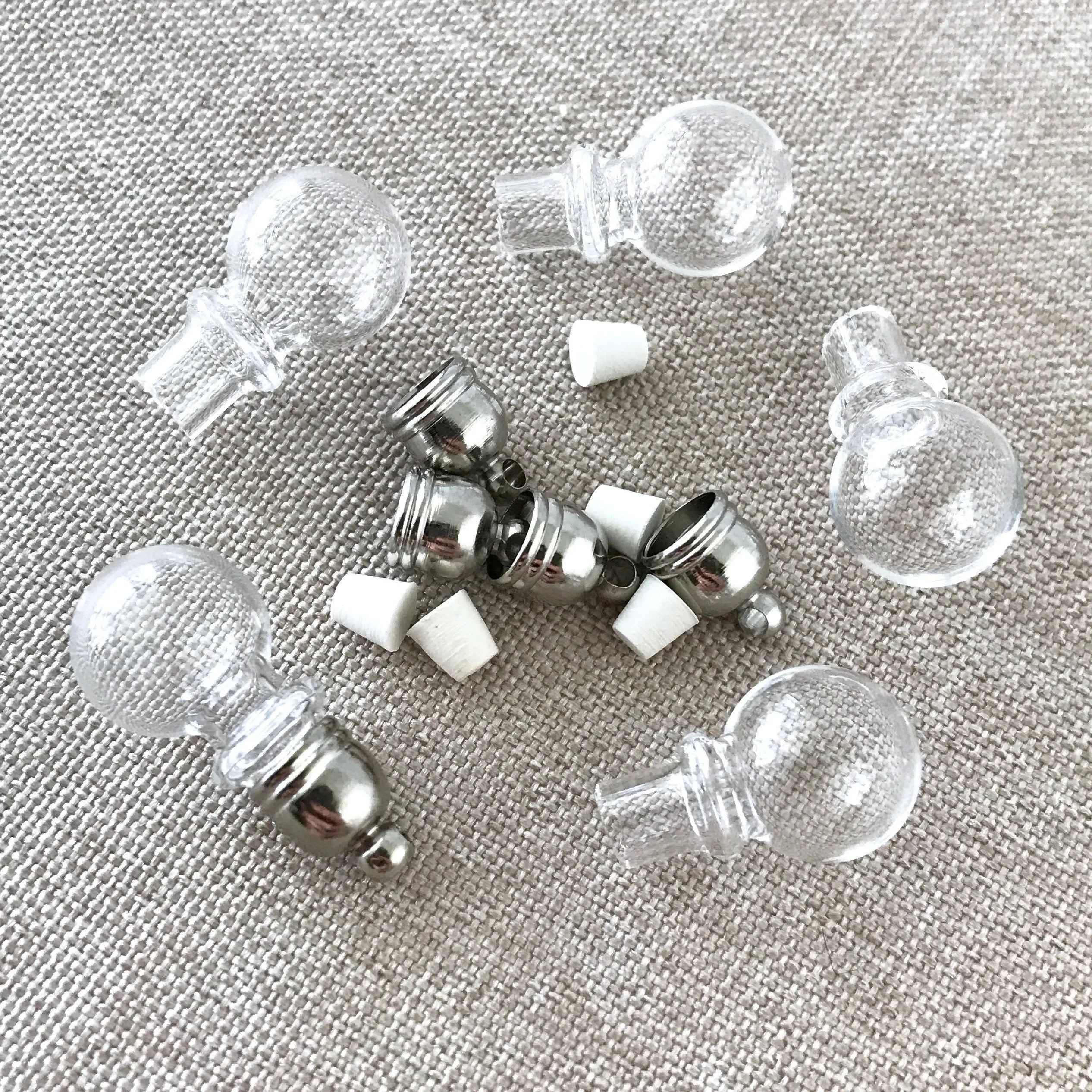 BUNDLE of Handblown Round Glass Bottles and Glue