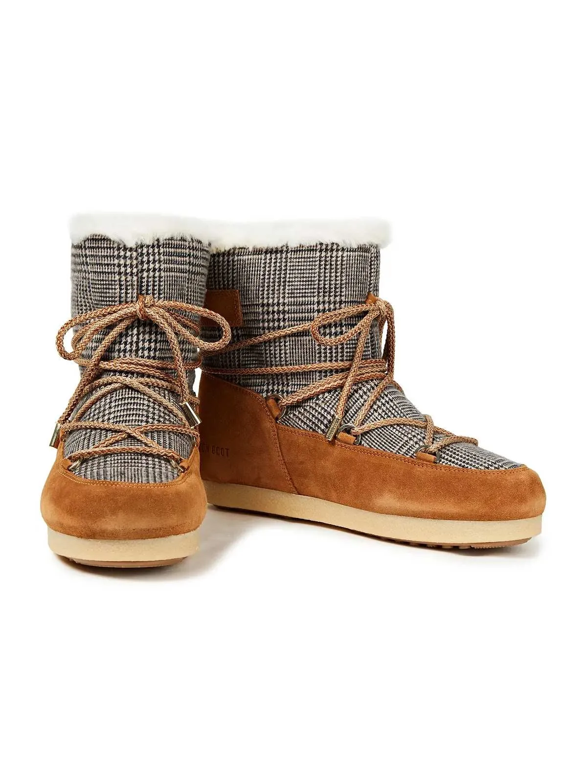 Buty damskie MOON BOOT Mb Far Side Low  - szkocka krata brązowa