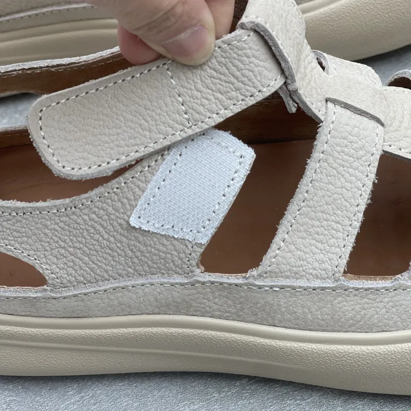 Casual Hollow Breathable Soft Leather Sandals for Women