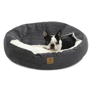 Charlie's Snookie Hooded Corduroy Calming Dog Bed Charcoal Small