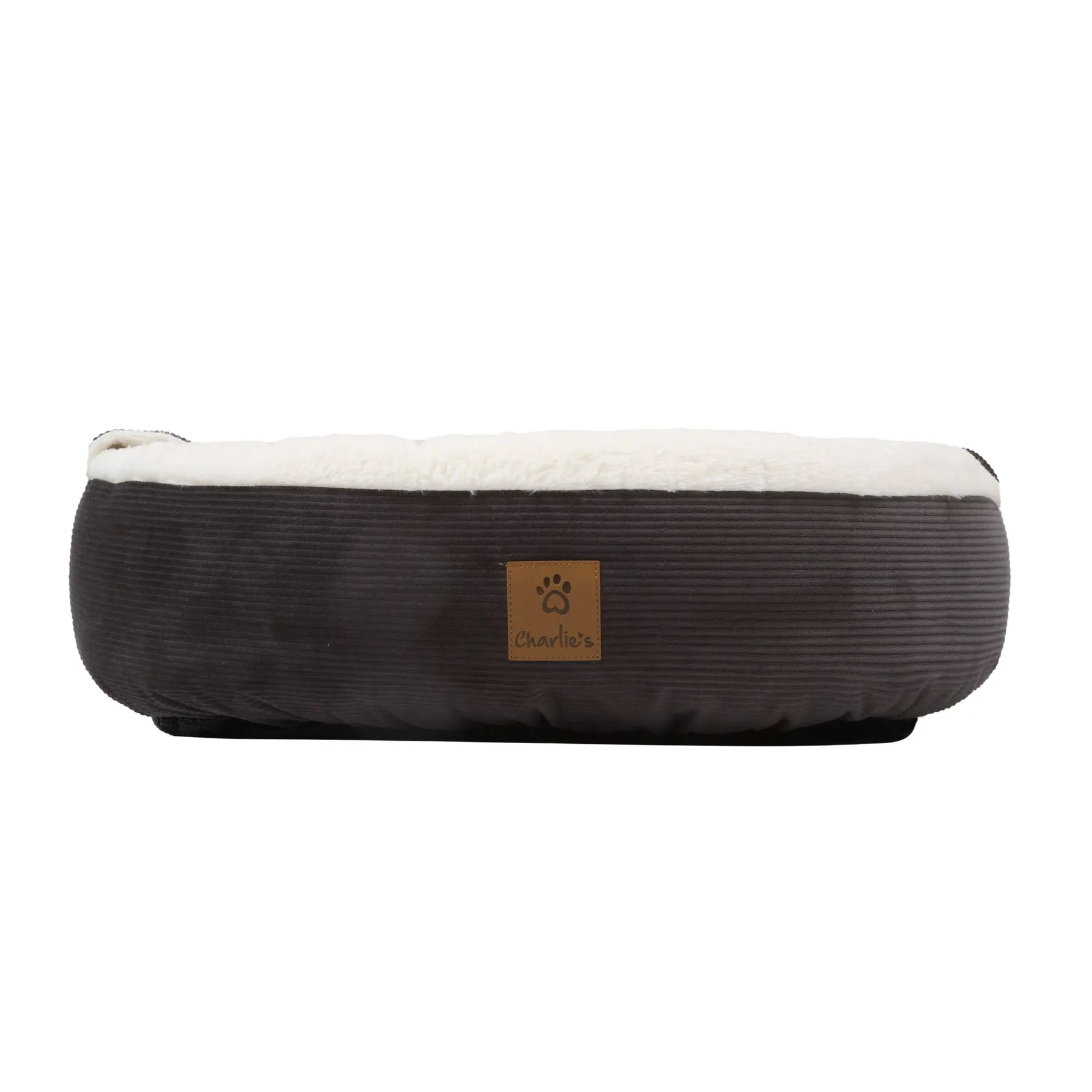 Charlie's Snookie Hooded Corduroy Calming Dog Bed Charcoal Small