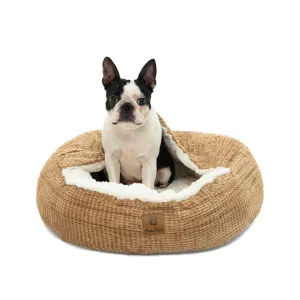 Charlie's Snookie Hooded Corduroy Calming Dog Bed Terracotta Medium