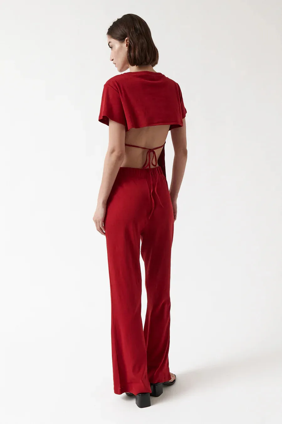 cherry pants in red
