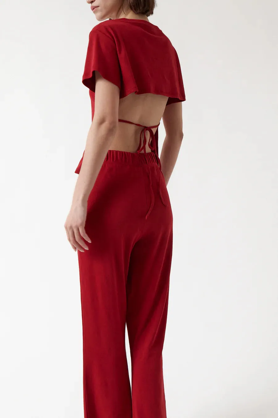 cherry pants in red