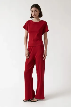 cherry pants in red