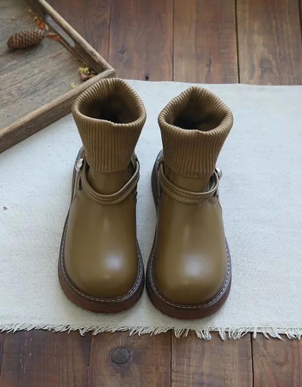 [Clearance] Round Head Handmade Retro Boots Winter (40)