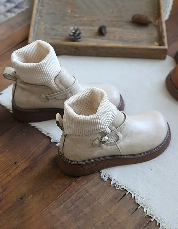 [Clearance] Round Head Handmade Retro Boots Winter (40)
