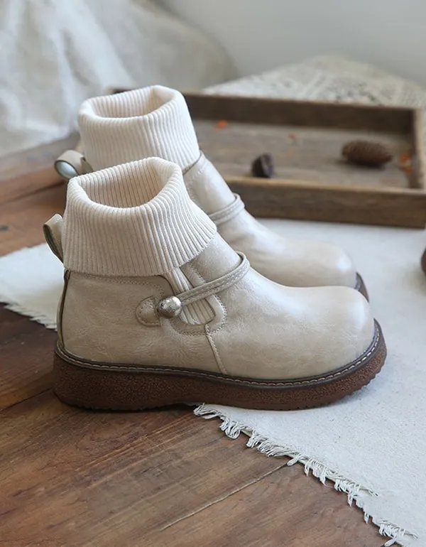 [Clearance] Round Head Handmade Retro Boots Winter (40)