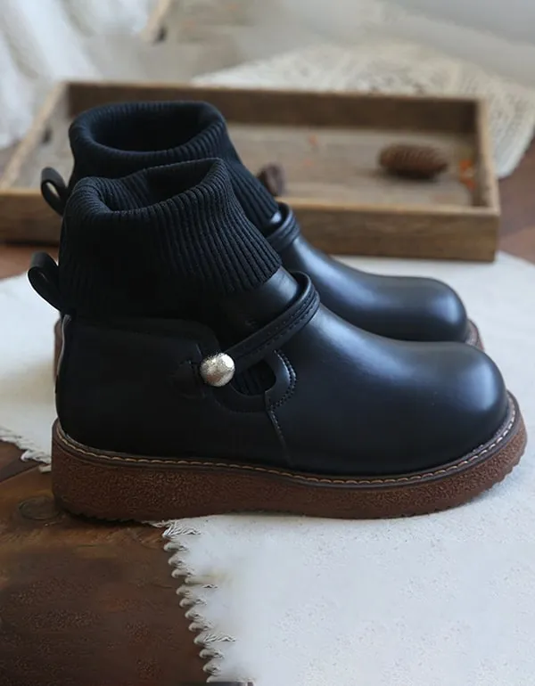 [Clearance] Round Head Handmade Retro Boots Winter (40)