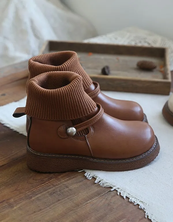 [Clearance] Round Head Handmade Retro Boots Winter (40)