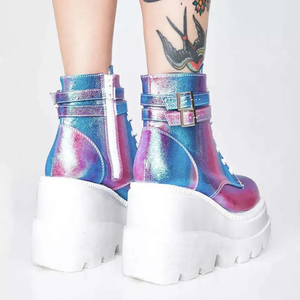 Cosmic Glitterbomb' Dazzle Glitter Platform Boots