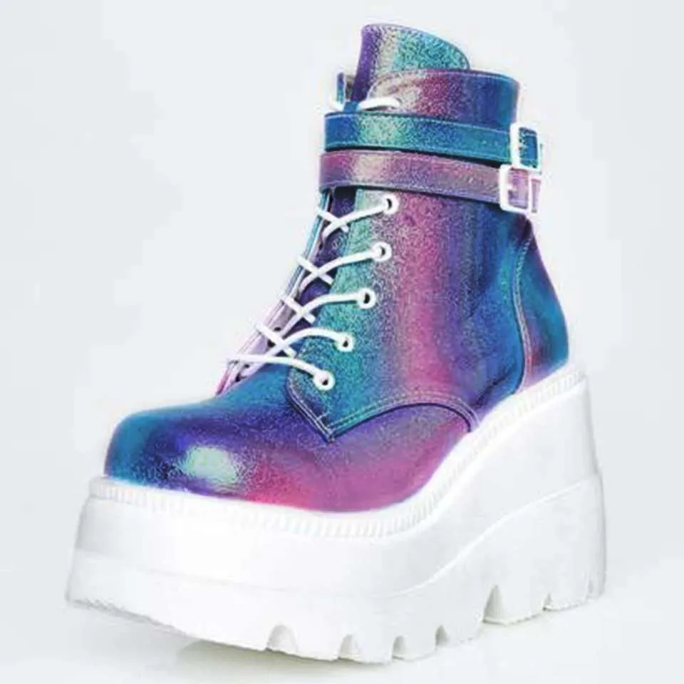 Cosmic Glitterbomb' Dazzle Glitter Platform Boots