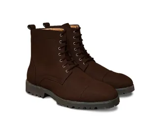 Dark Brown Suede High Ankle Commando Boots