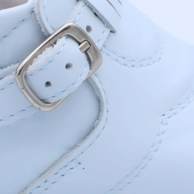 'Diego' Boys Pale Blue Leather Buckle Boots