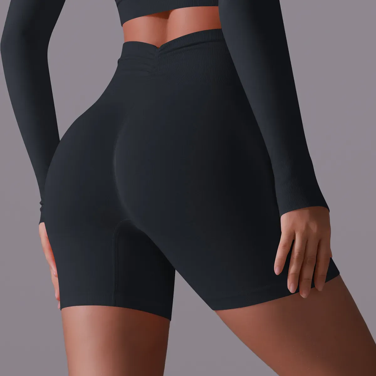 Echo High-Rise Seamless Ribbed Biker Shorts