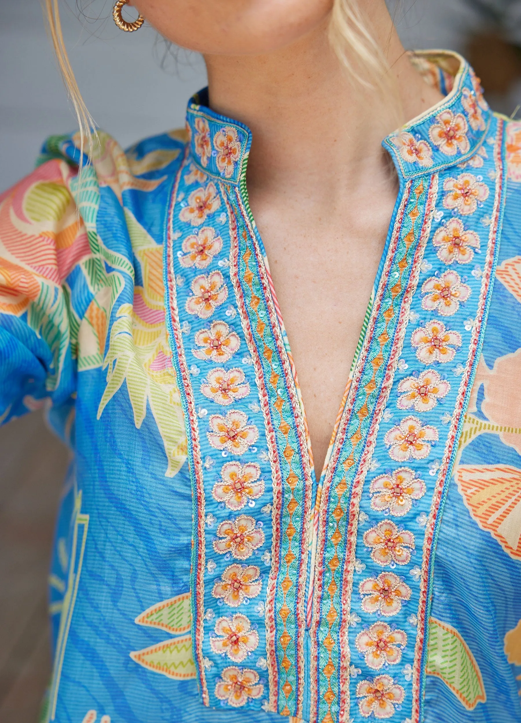Elise Caftan in Bahama Print by Bella Tu
